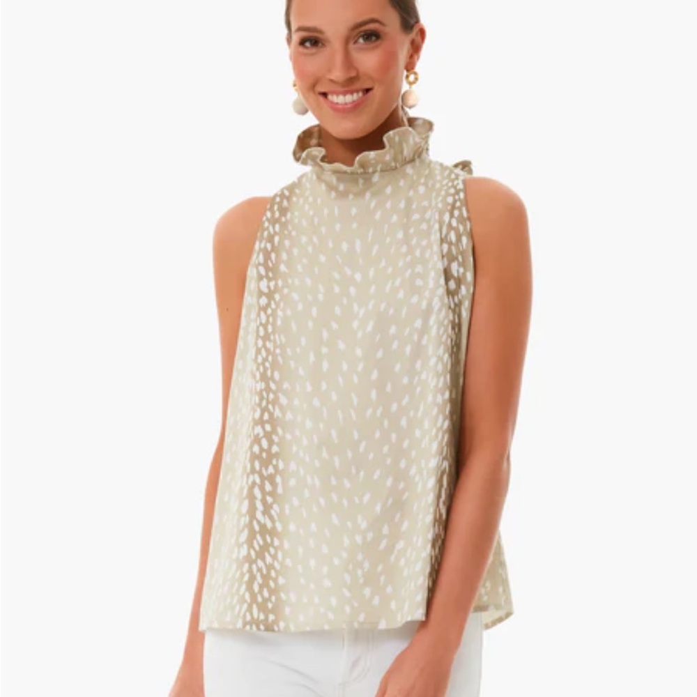 Tuckernuck Cream Ruffled Sleeveless Blouse